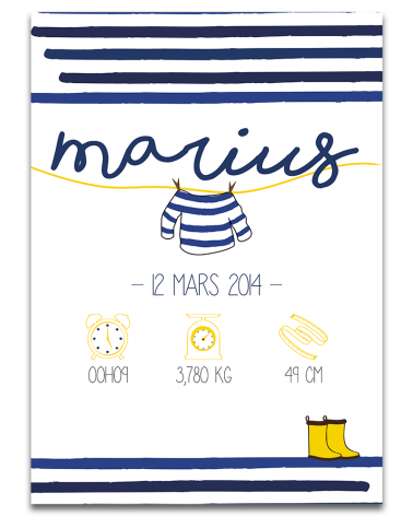 Affiche Naissance Marin