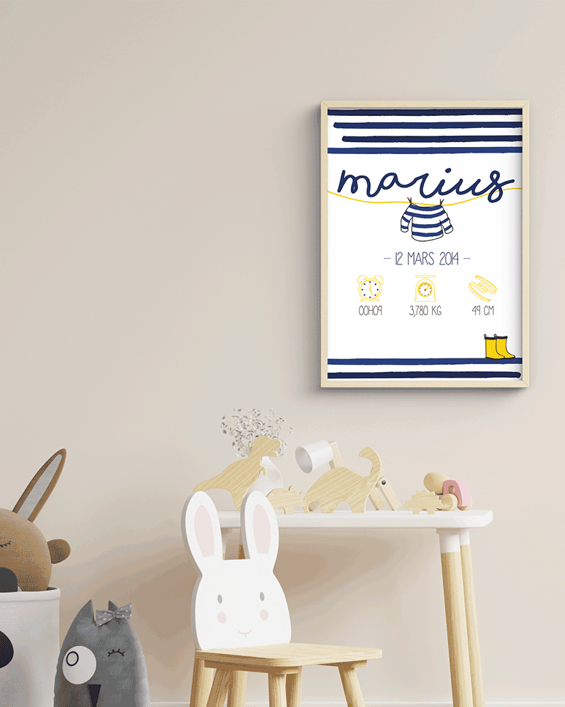 Affiche Naissance Marin